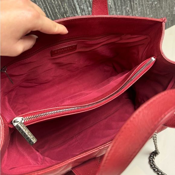 ❤️‍🔥Chanel CC Front Flap Pocket Large Shopping Tote Red Caviar - Picture 12 of 16